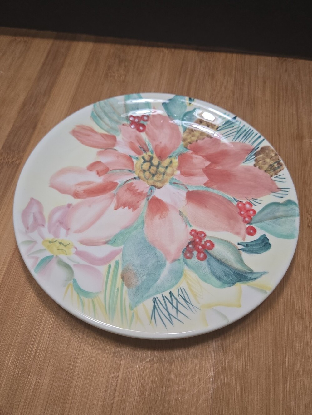 Pfaltzgraff “Holiday Market” Poinsettia Dessert Plate Appitizer Serving Dish